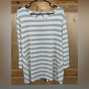 Chico's cream/gold sparkly striped shirt size 3 (XL/16)